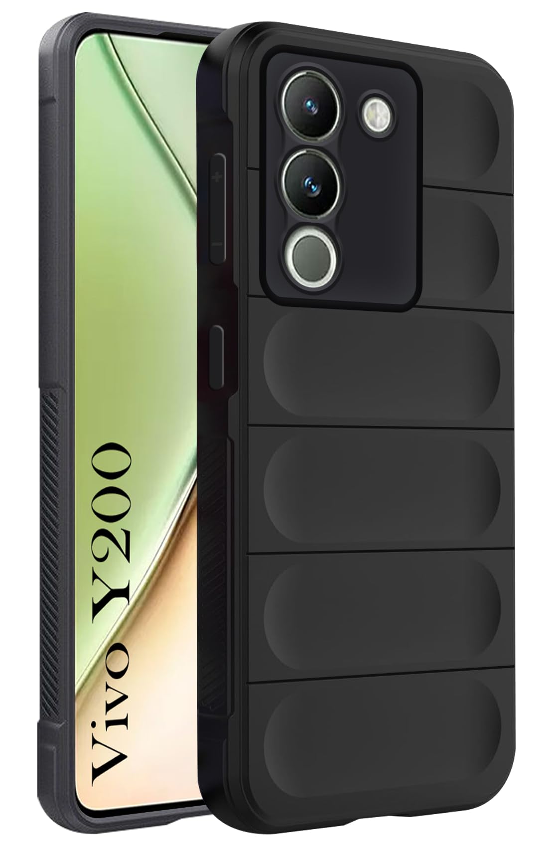 For Vivo Y200 Back Cover Case (Matte Liquid Silicone | Micro-Fiber Cloth Inside | Camera Protection | Shockproof | Black)