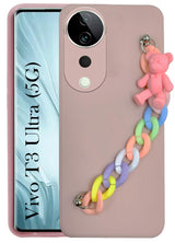 For Vivo T3 Ultra Back Cover Girls Case with Bracelet (Wrist Hanging Chain | Teddy Toy Cartoon)