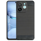 For Tecno Pop 9 5G | Tecno Spark 30C 5G Back Cover Case (Hybrid Armor Case | Carbon Fiber Shockproof | Soft and Flexible | Black)