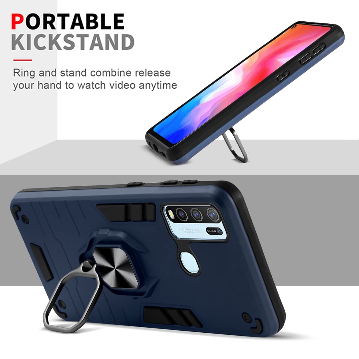 For Vivo Y30 Back Cover Case (Shockproof Polycarbonate Dual Layer Hybrid Armor)