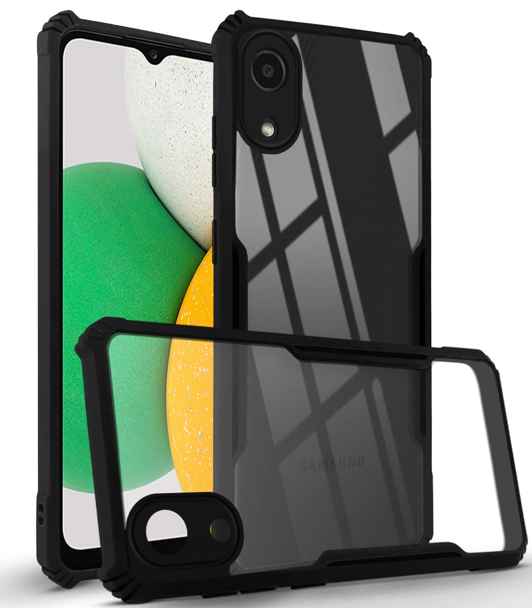 For Samsung Galaxy A03 Core Back Cover Case (Crystal Glass Back | Camera Protection | Shockproof Bumpers)