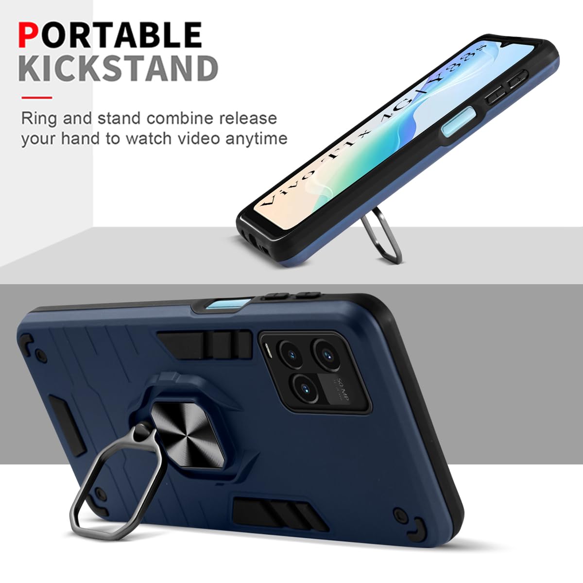 For Vivo T1x 4G (India) Back Cover Case (Shockproof Polycarbonate Dual Layer Hybrid Armor)
