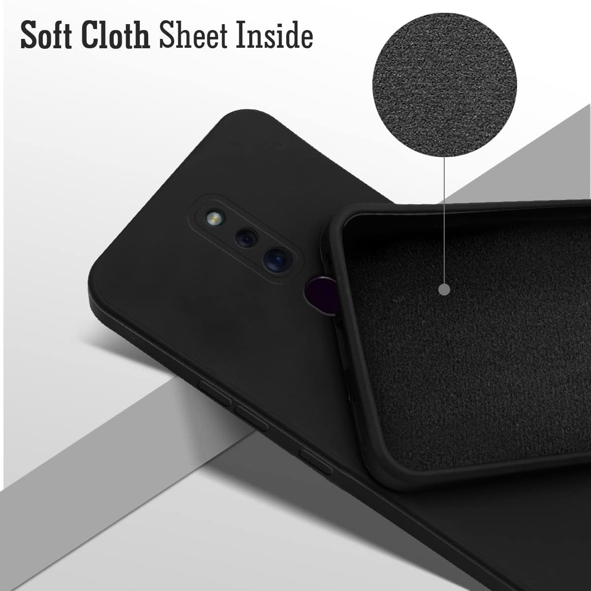 For Oppo F11 Pro Back Cover Case(Matte Finish Silicone with Inside Fiber Cloth)