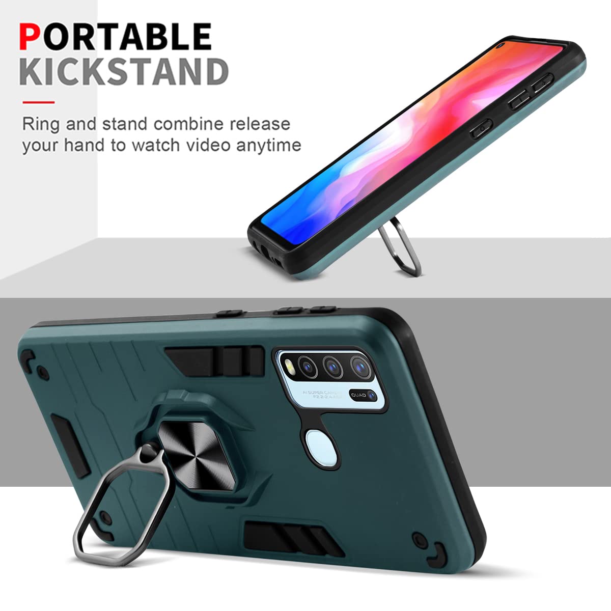For Vivo Y30 Back Cover Case (Shockproof Polycarbonate Dual Layer Hybrid Armor)