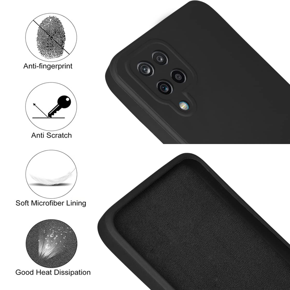 For Samsung Galaxy M12 | F12 Back Cover Case (Inside Fiber Cloth | Smooth Matte Finish | Professional Look)