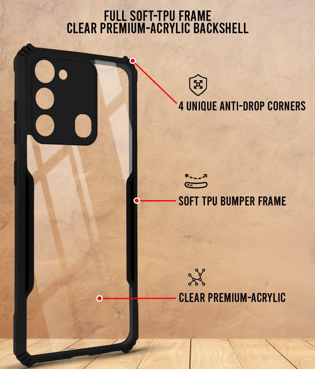 For Tecno Spark 8C Back Cover Case (Shockproof with Polycarbonate Clear Panel)