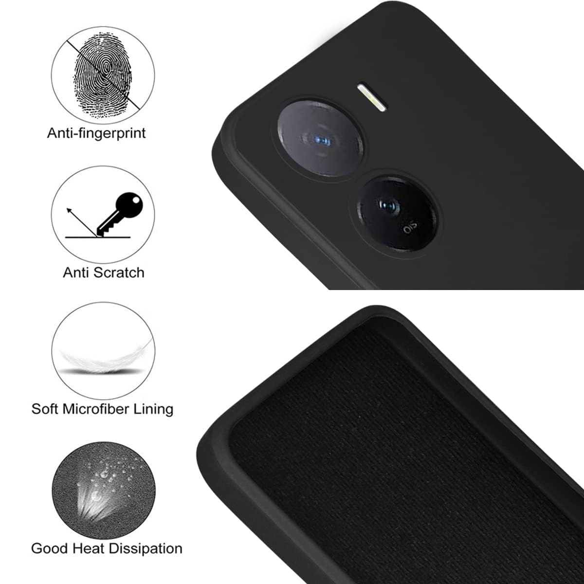For iQOO Z7 5G Back Cover Case (Matte Finish Silicone with Inside Fiber Cloth)