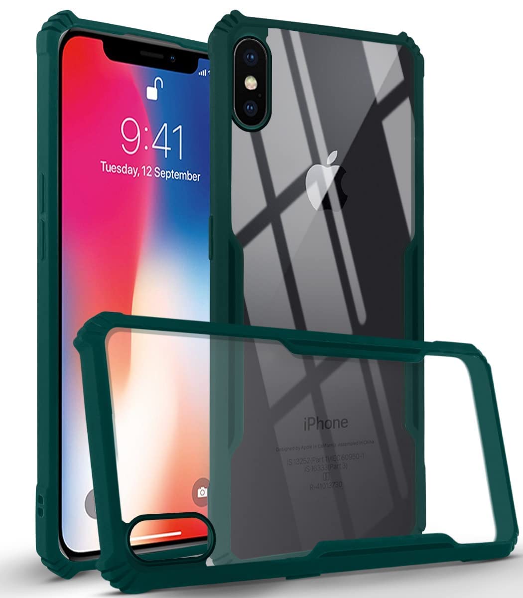 For Apple iPhone X Back Cover Case (Shockproof with Polycarbonate Clear Panel)