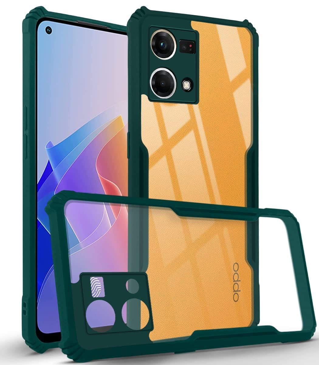 For Oppo Reno7 | Reno 7 4G Back Cover Case (Crystal Glass Back | Camera Protection | Shockproof Bumpers)