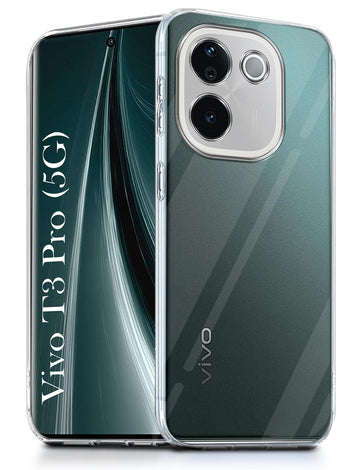 For Vivo T3 Pro Back Cover (Silicone Matte Shockproof Case with Camera Protection | Soft and Flexible | Transparent)