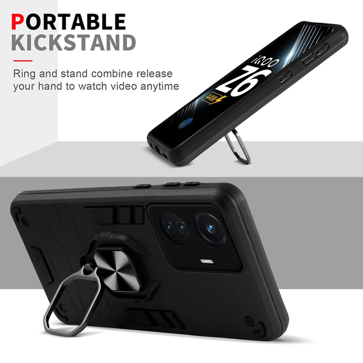 For Vivo IQOO Z6 44W Back Cover Case (Shockproof Polycarbonate Dual Layer Hybrid Armor)