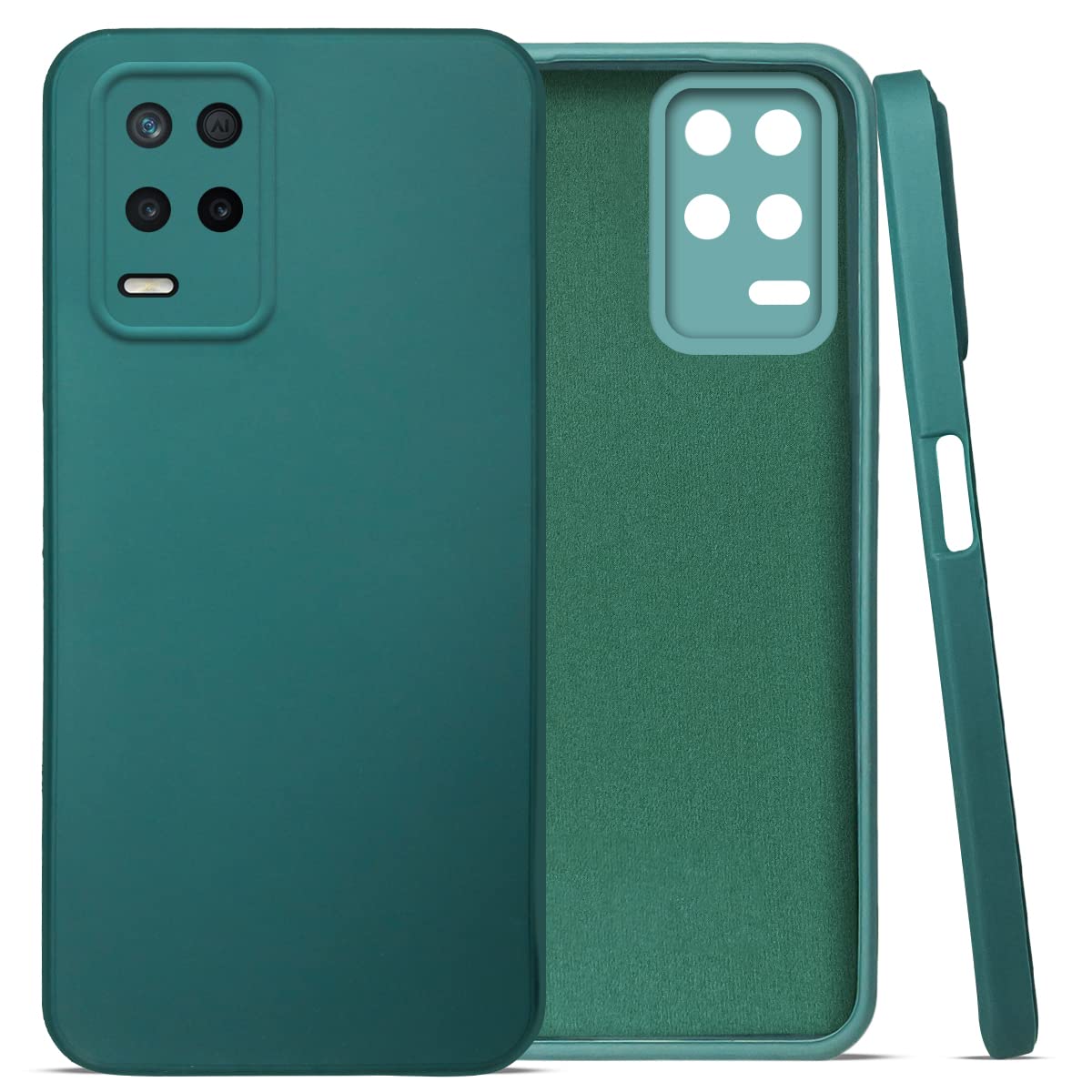 For Realme 9 5G Back Cover Case (Matte Finish Silicone with Inside Fiber Cloth)