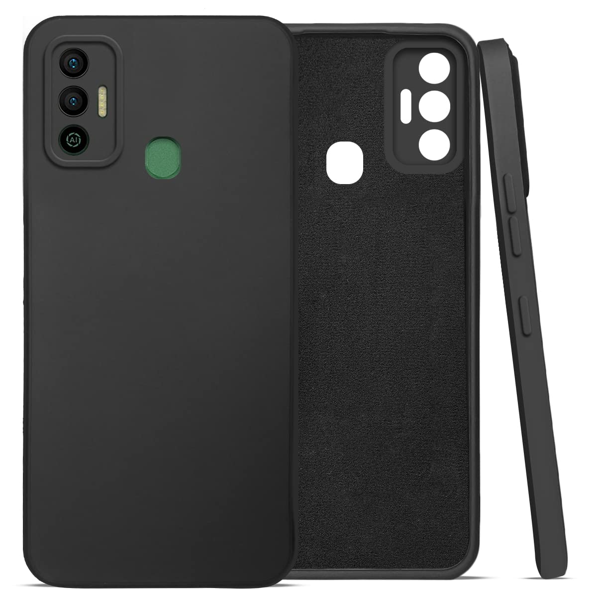 For Tecno Spark 7 | 7T Back Cover Case (Matte Finish Silicone with Inside Fiber Cloth)