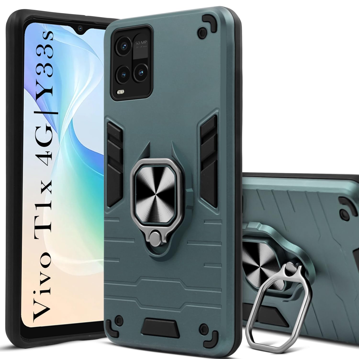 For Vivo T1x 4G (India) Back Cover Case (Shockproof Polycarbonate Dual Layer Hybrid Armor)