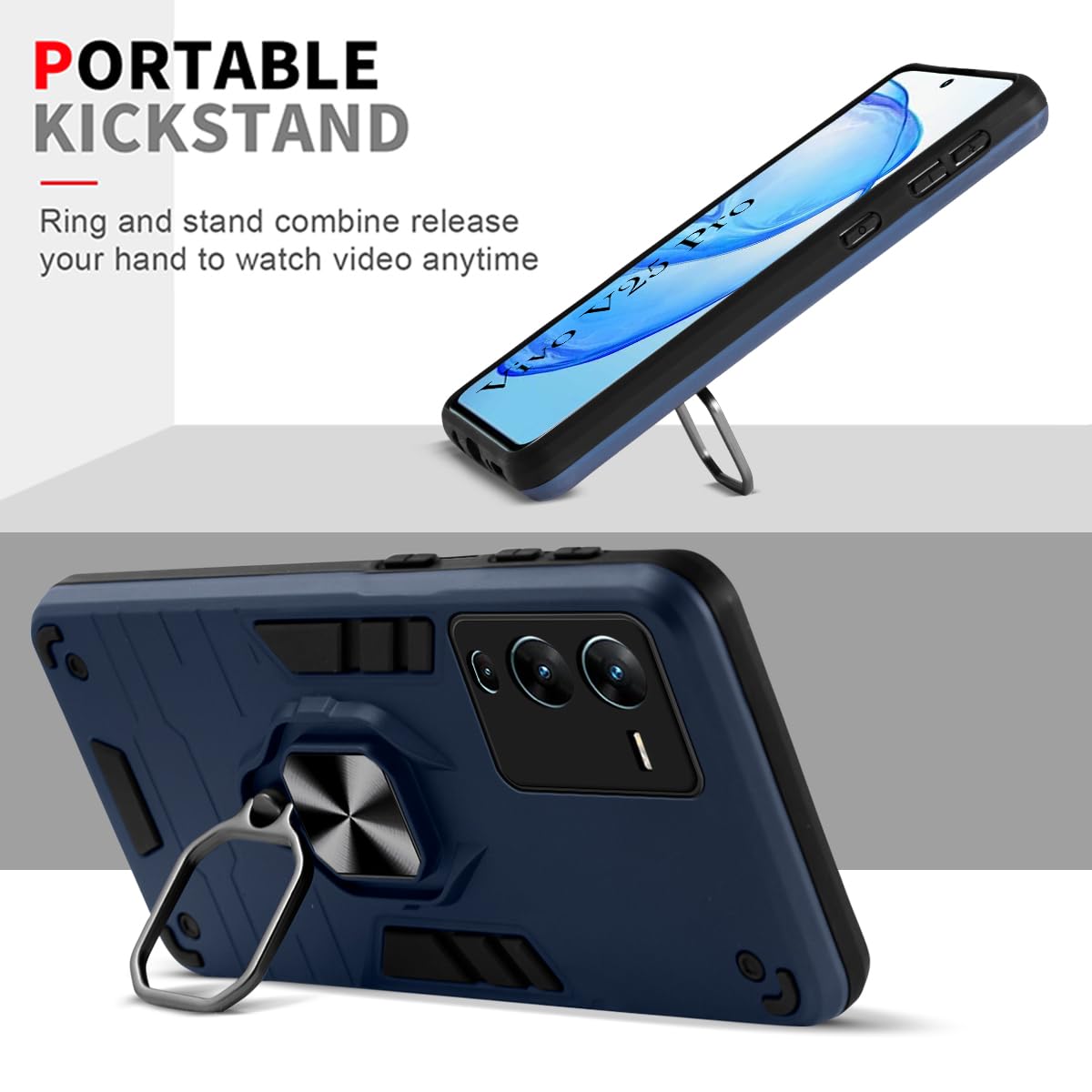 For Vivo V25 Pro Back Cover Case (Shockproof Polycarbonate Dual Layer Hybrid Armor)