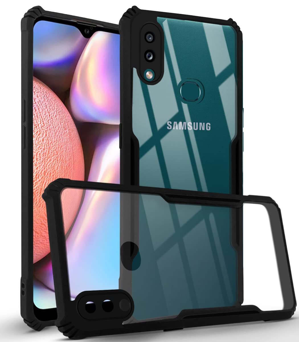 For Samsung Galaxy A10s Back Cover Case (Crystal Glass Back | Camera Protection | Shockproof Bumpers)