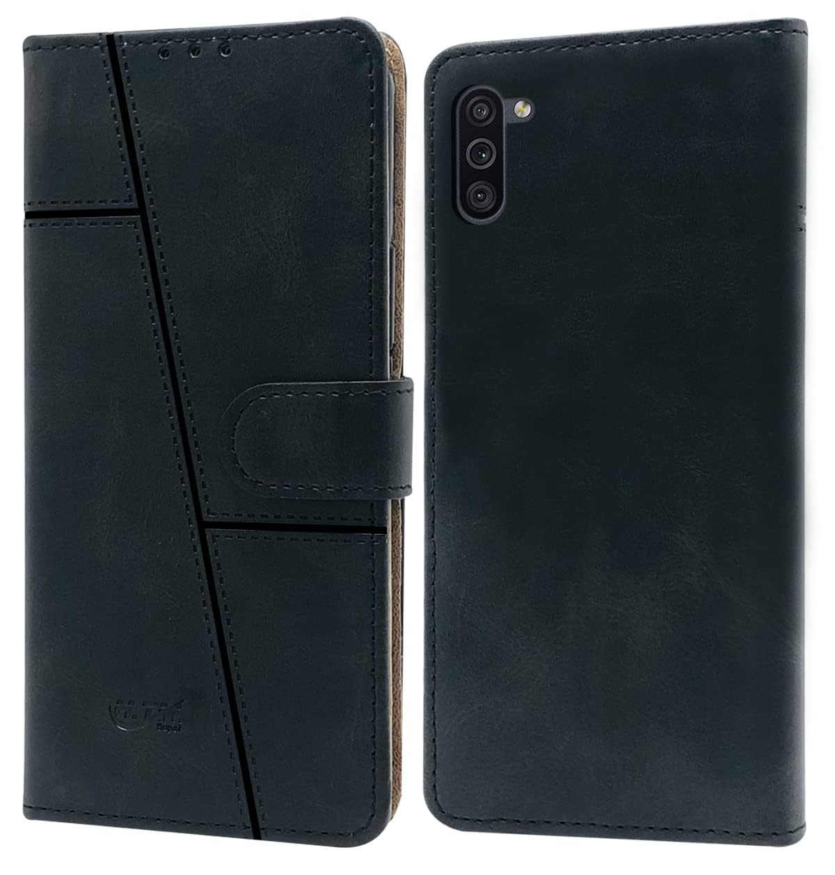 For Samsung Galaxy M11 Flip Cover Case(Stitched Leather with Magnetic Closure)
