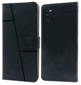 For Samsung Galaxy M11 Flip Cover Case(Stitched Leather with Magnetic Closure)
