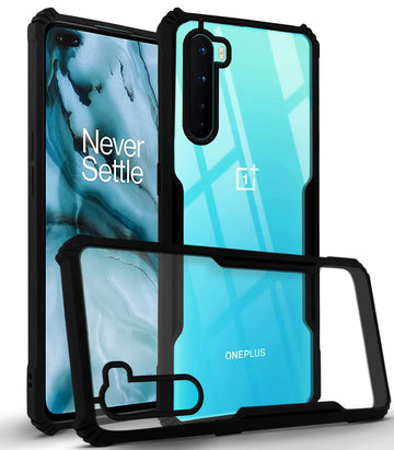 For OnePlus Nord Back Cover Case ( Shockproof with Polycarbonate Clear Panel | Professional Black)