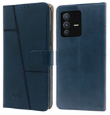 For Vivo V23 Pro Flip Cover Case (Stitched Leather with Magnetic Closure)
