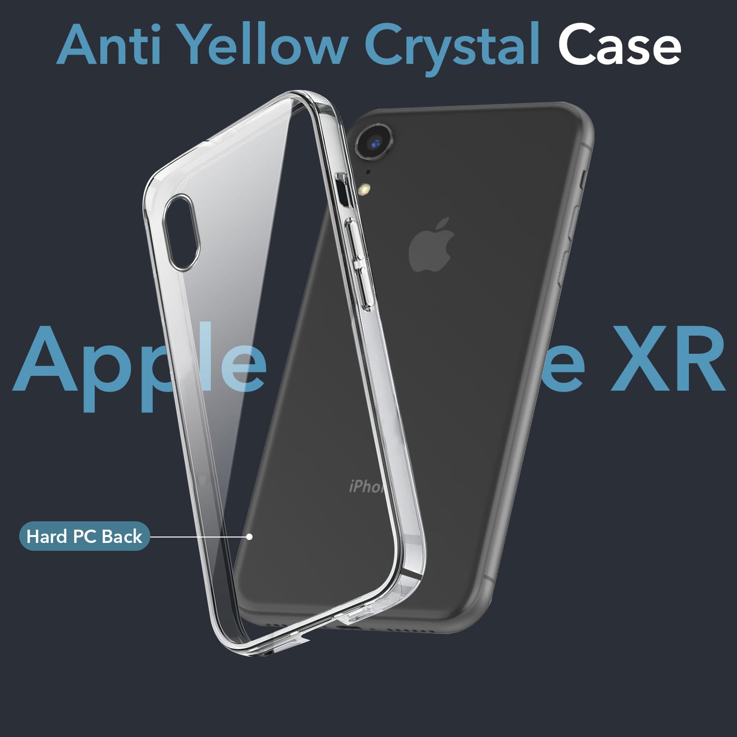 For Apple iPhone XR Back Cover Case Lifetime Anti-Yellow Clear (Sleek Hard Crystal | Shockproof and Camera Protection)