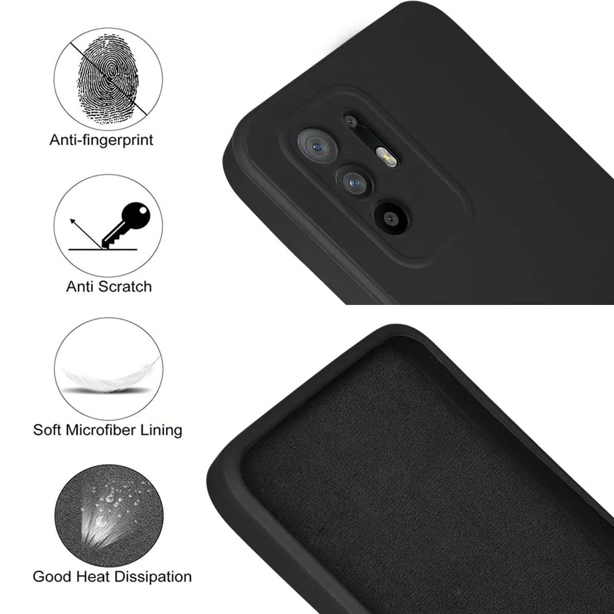 For Oppo A94 5G Back Cover Case (Matte Finish Silicone with Inside Fiber Cloth)