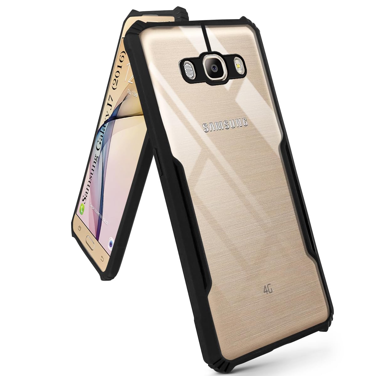 For Samsung Galaxy J7 2016 Back Cover Case( Shockproof with Polycarbonate Clear Panel | Professional Black)