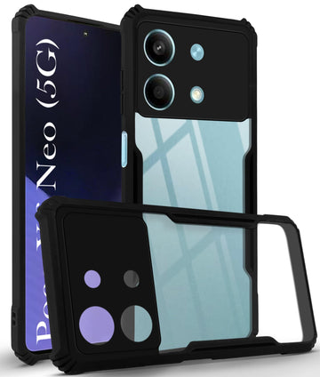 For Poco X6 Neo 5G Back Cover Case (Shockproof with Polycarbonate Clear Panel)