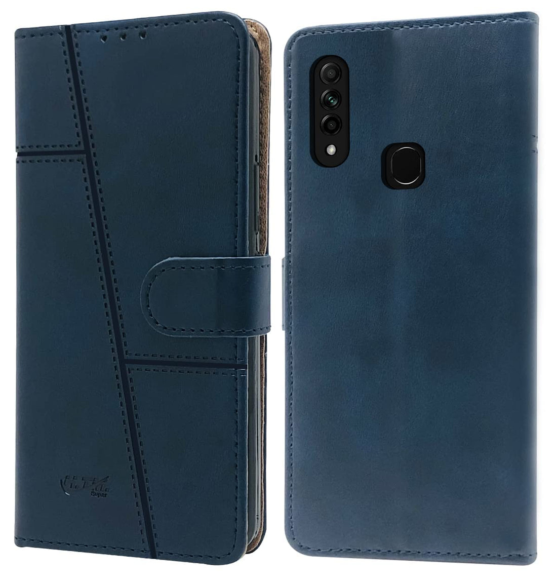 For Oppo A8 Flip Cover Case (Stitched Leather with Magnetic Closure)