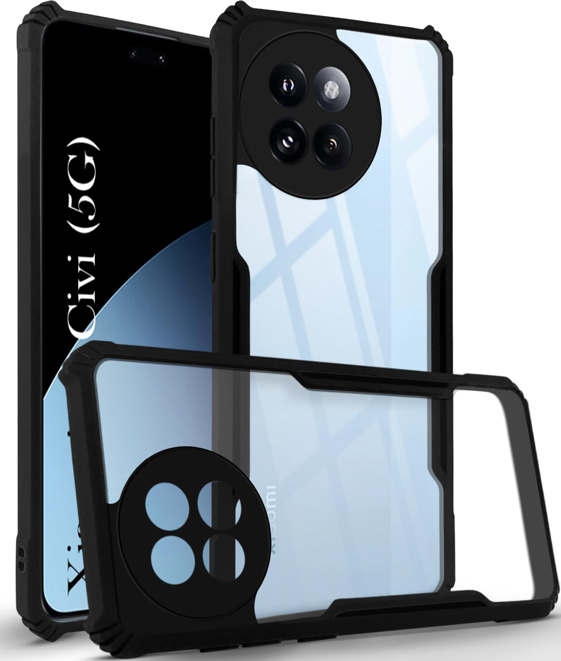 For Xiaomi 14 Civi 5G Back Cover Case (Shockproof with Polycarbonate Clear Panel)