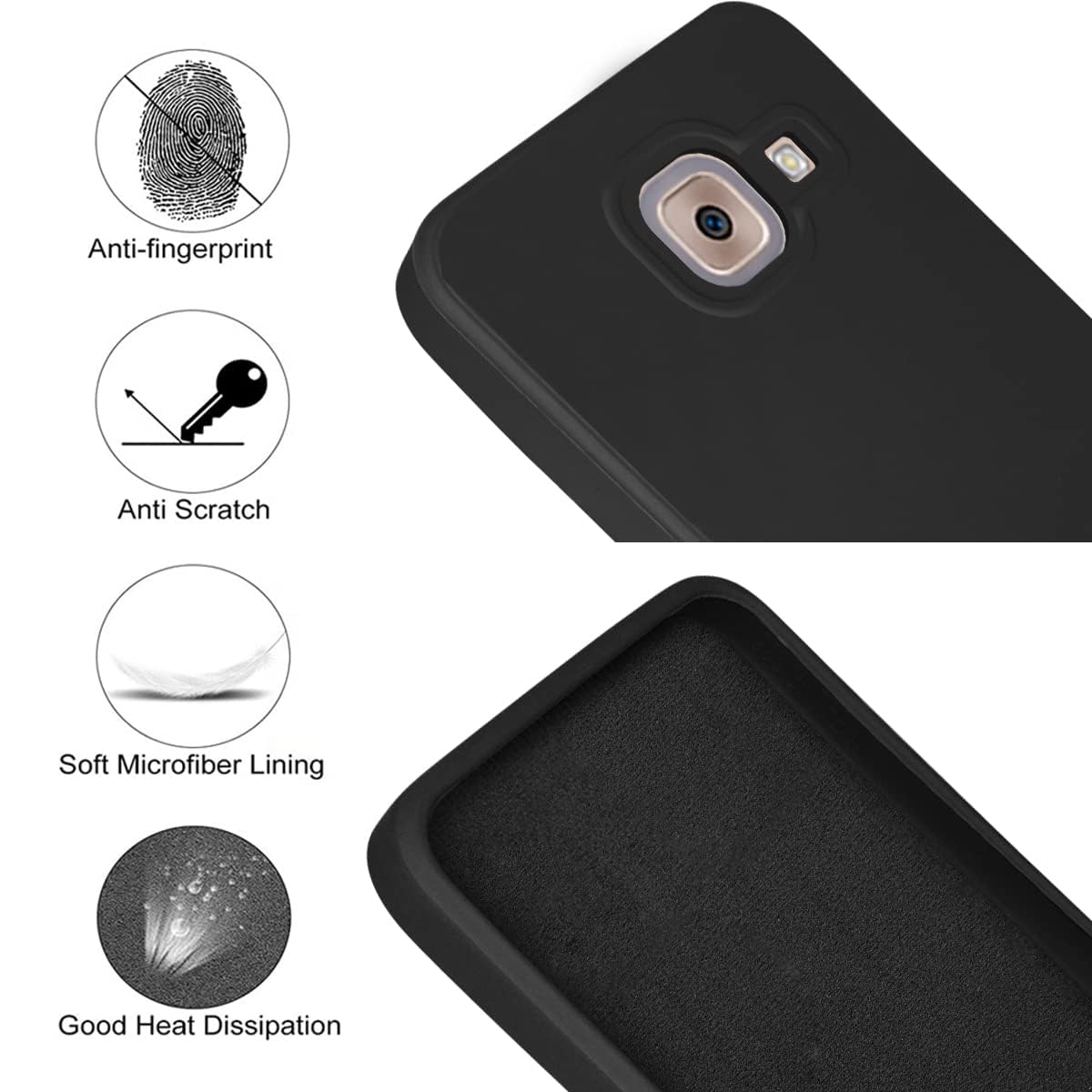 For Samsung Galaxy On Max Back Cover Case (Matte Finish Silicone with Inside Fiber Cloth)