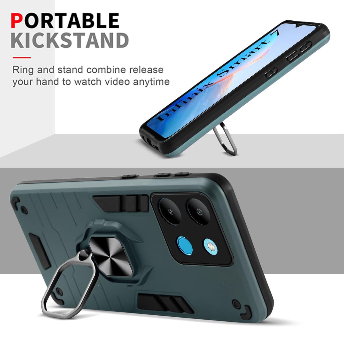 For Infinix Smart 7 Back Cover Case (Shockproof Polycarbonate Dual Layer Hybrid Armor)