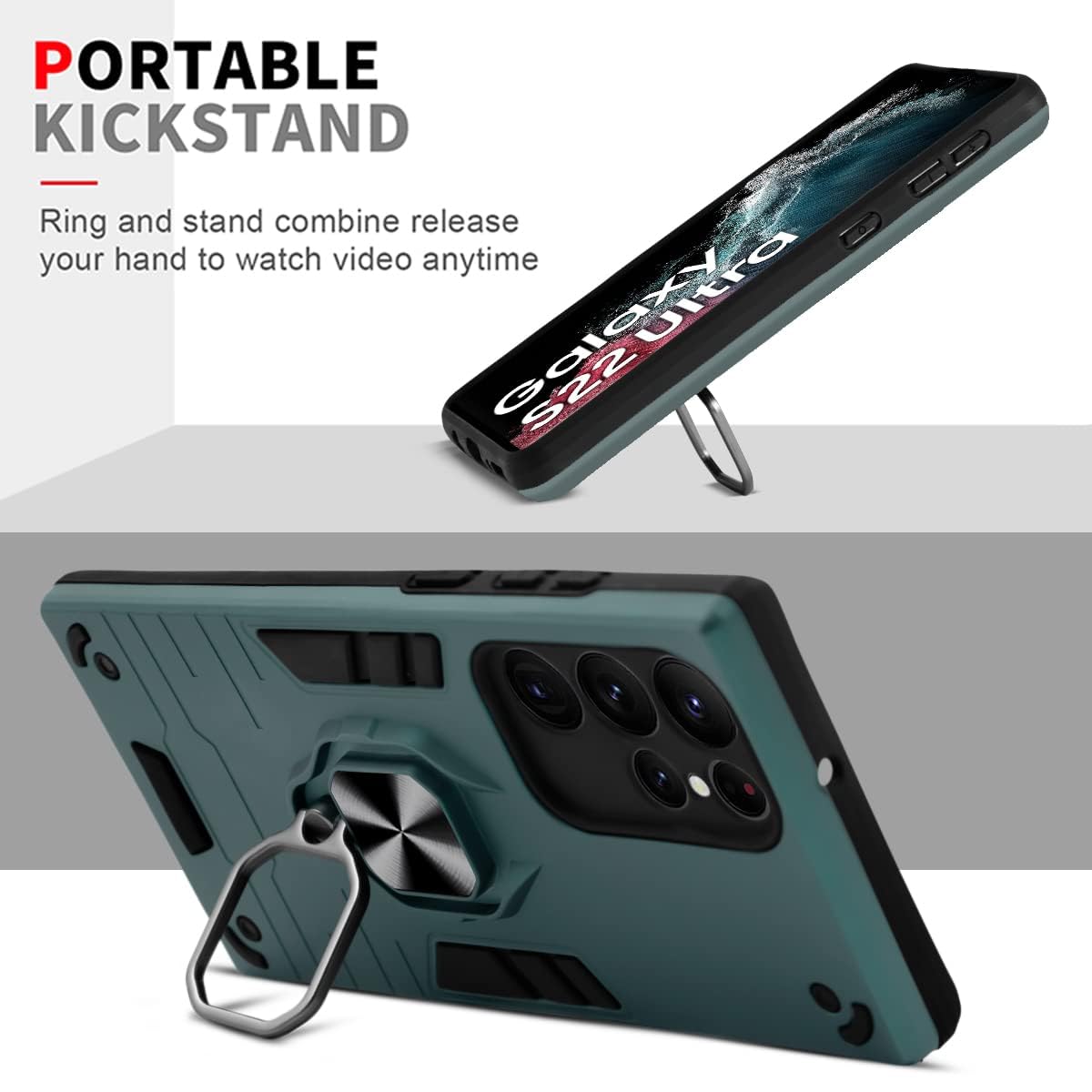 For Samsung Galaxy S22 Ultra 5G Back Cover Case (Shockproof Dual Layer Hybrid Armor | Iron Black)