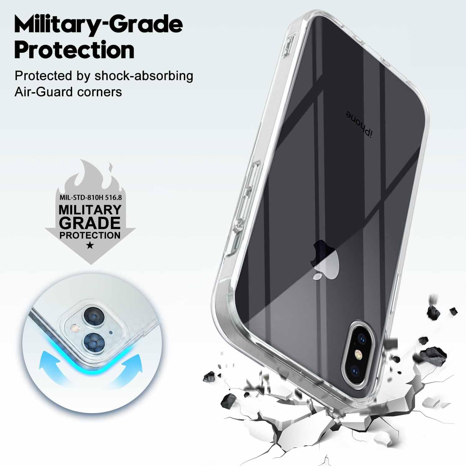 For Apple iPhone Xs  Back Cover (Silicone Clear Shockproof Case with Camera Protection | Soft and Flexible | Transparent)