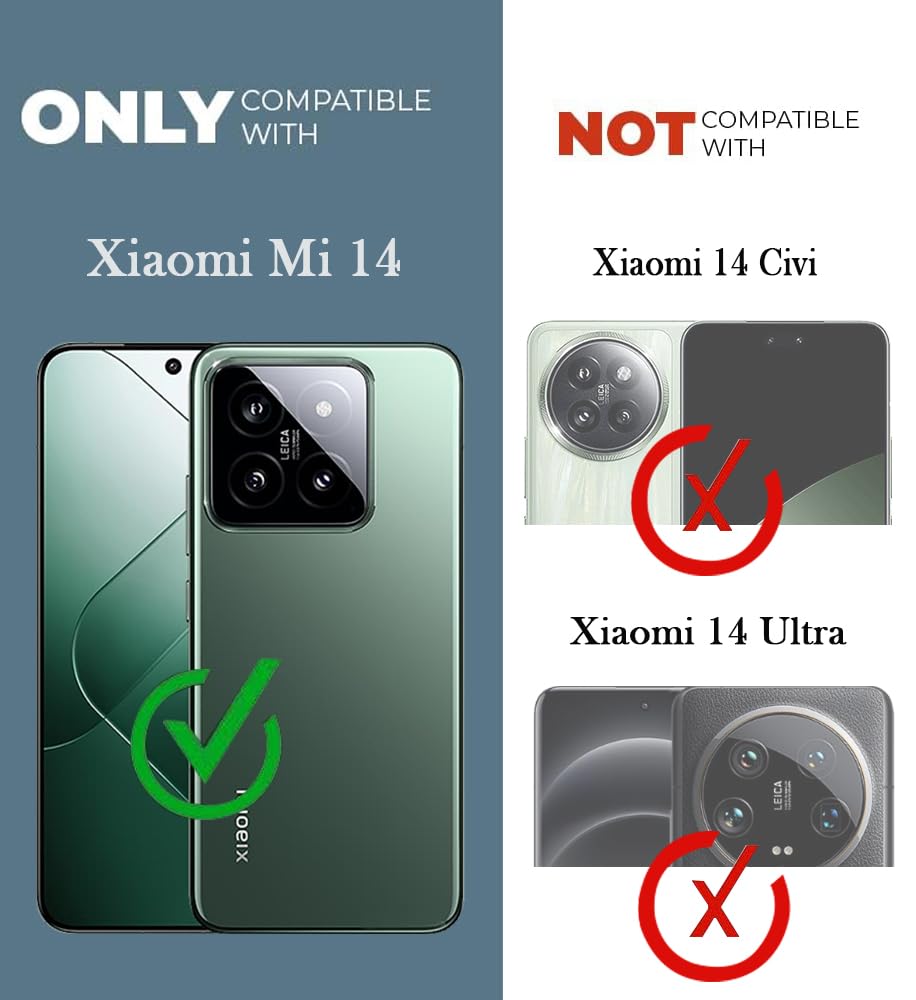 For Xiaomi MI 14 Flip Cover Case (Stitched Leather with Magnetic Closure)