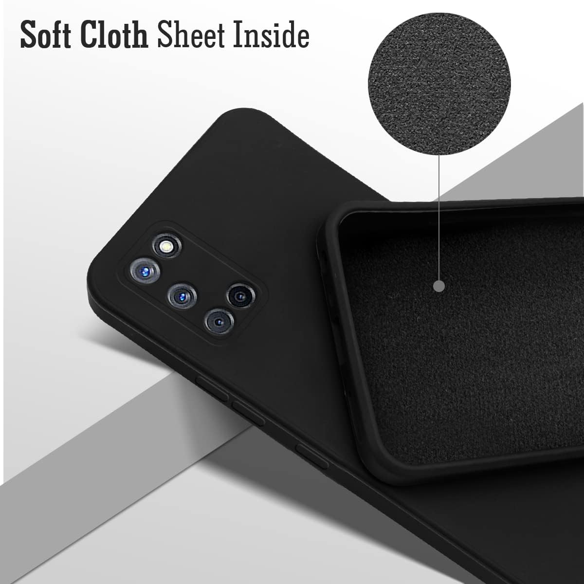 For Oppo A92 Back Cover Case (Matte Finish Silicone with Inside Fiber Cloth)