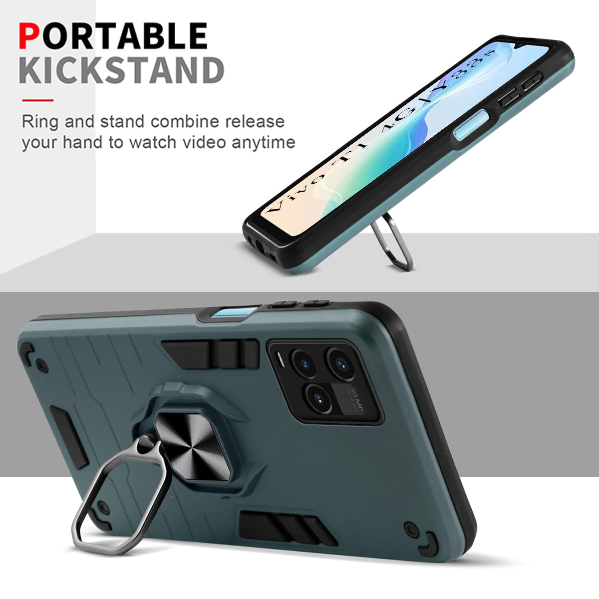 For Vivo T1x 4G (India) Back Cover Case (Shockproof Polycarbonate Dual Layer Hybrid Armor)