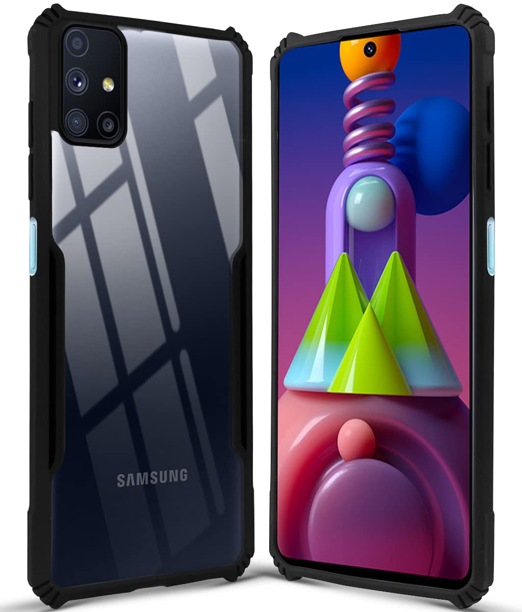 For Samsung Galaxy M51 Back Case Cover (Shockproof with Polycarbonate Clear Panel | Professional Black)