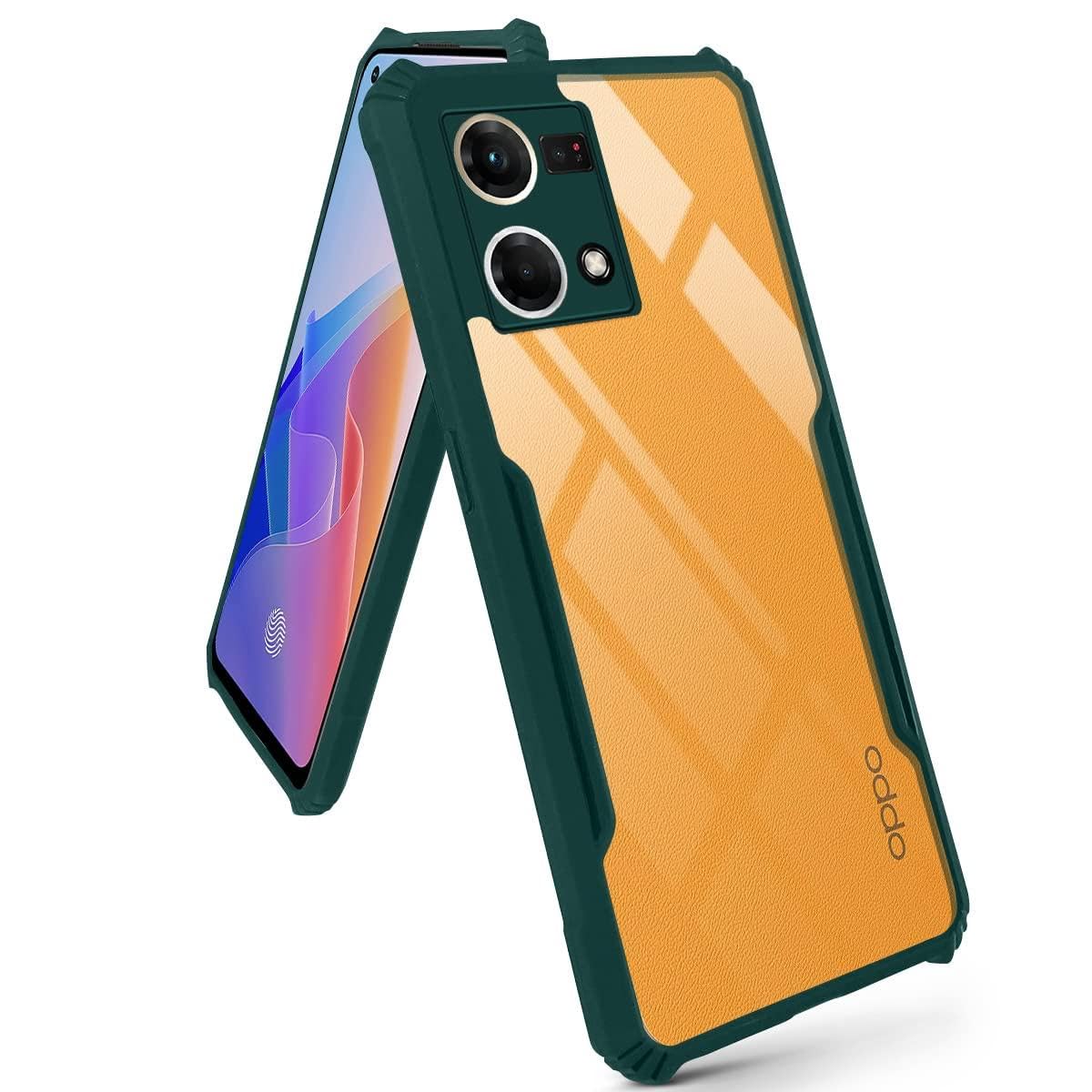 For Oppo Reno7 | Reno 7 4G Back Cover Case (Crystal Glass Back | Camera Protection | Shockproof Bumpers)
