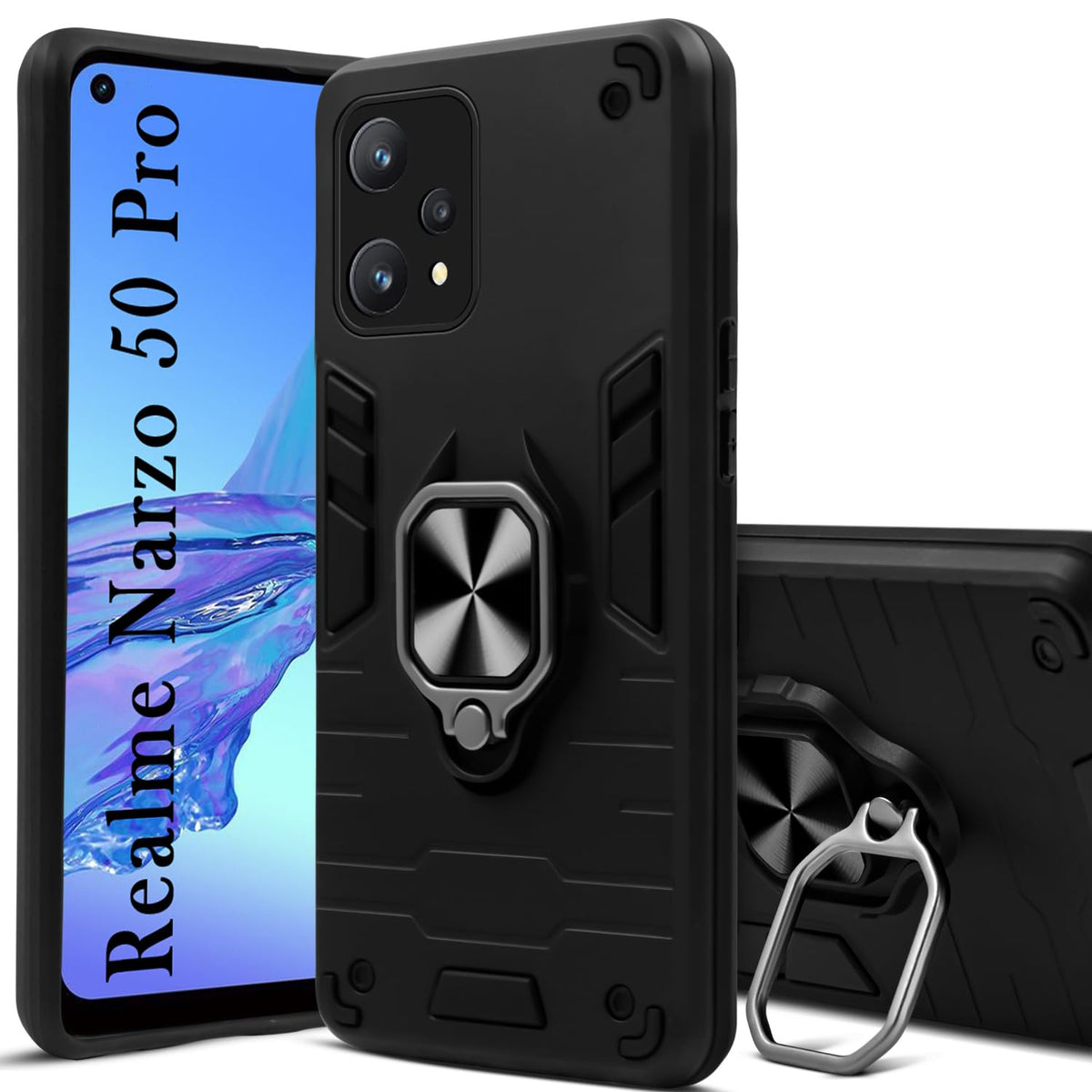 For Realme Narzo 50 Pro Back Cover Case (Shockproof Polycarbonate Dual Layer Hybrid Armor)