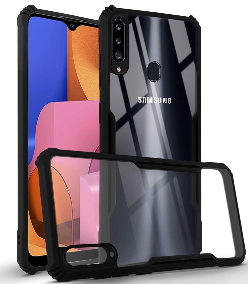 For Samsung Galaxy A20s Back Cover Case (Shockproof with Polycarbonate Clear Panel)