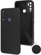 For Vivo Y30 Back Cover Case ( Matte Finish Silicone with Inside Fiber cloth)