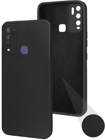 For Vivo Y30 Back Cover Case ( Matte Finish Silicone with Inside Fiber cloth)