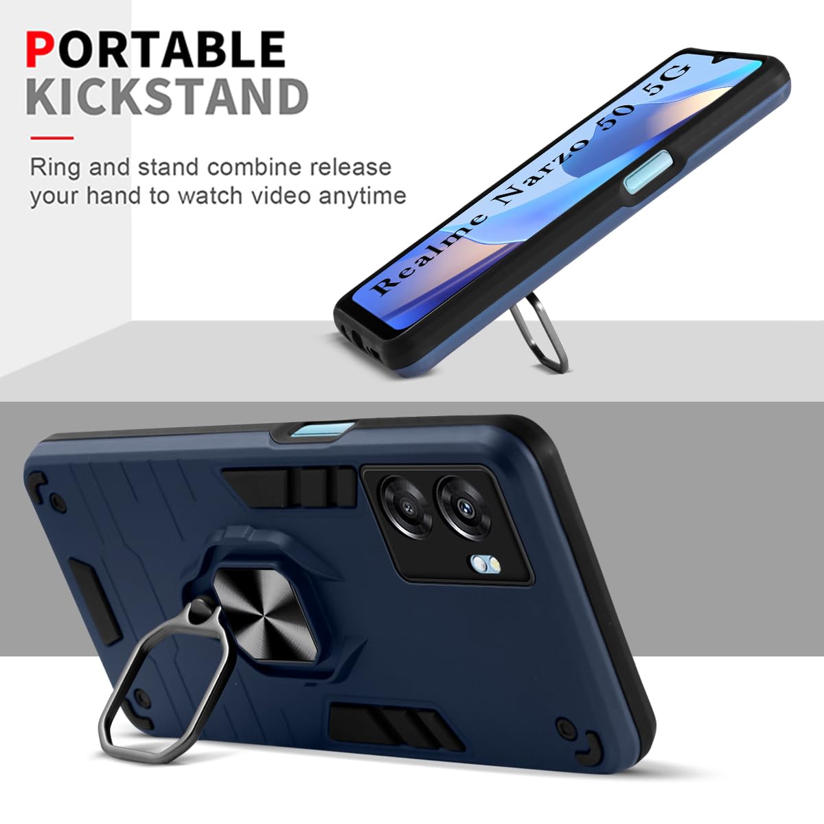 For Realme Narzo 50 5G Back Cover Case (Shockproof Dual Hybrid Armor)