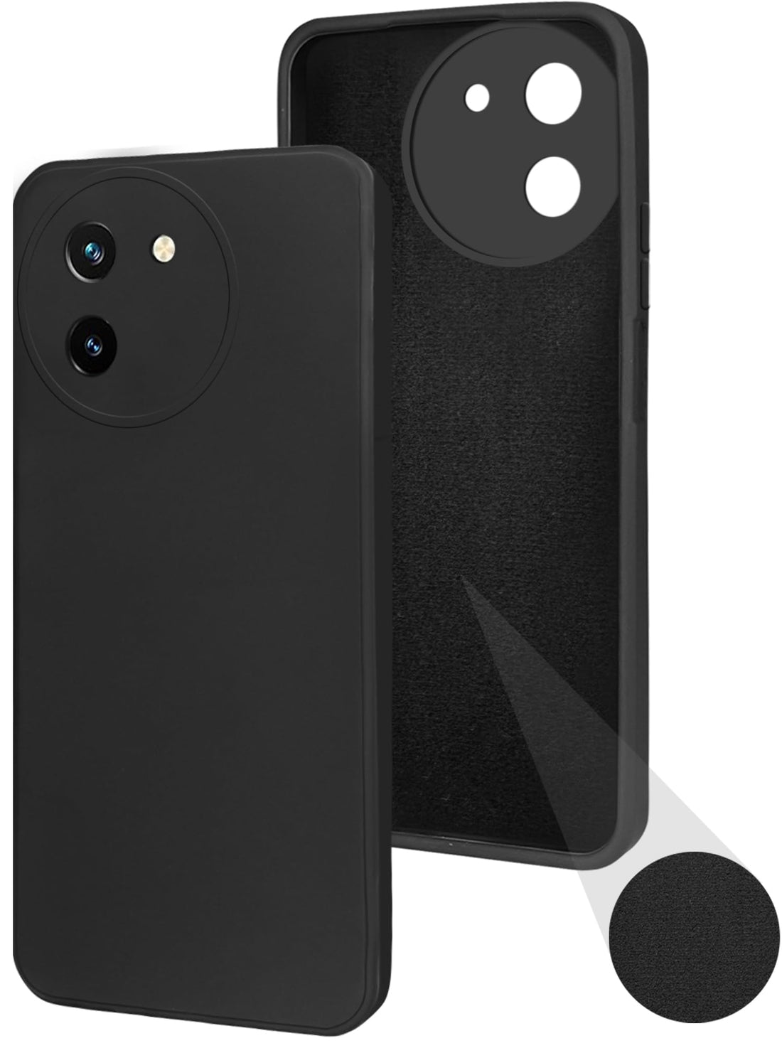 For Vivo T3x 5G Back Cover Case (Matte Finish Silicone with Inside Fiber Cloth)