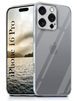 For Apple iPhone 16 Pro Back Cover Case ( Silicone Case with Camera Protection and Dust Plugs | Transparent)