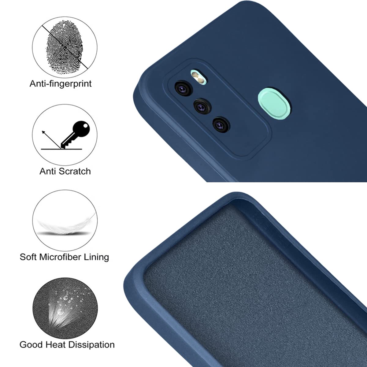 For Itel Vision 2 Back Cover Case (Matte Finish Silicone with Inside Fiber Cloth)