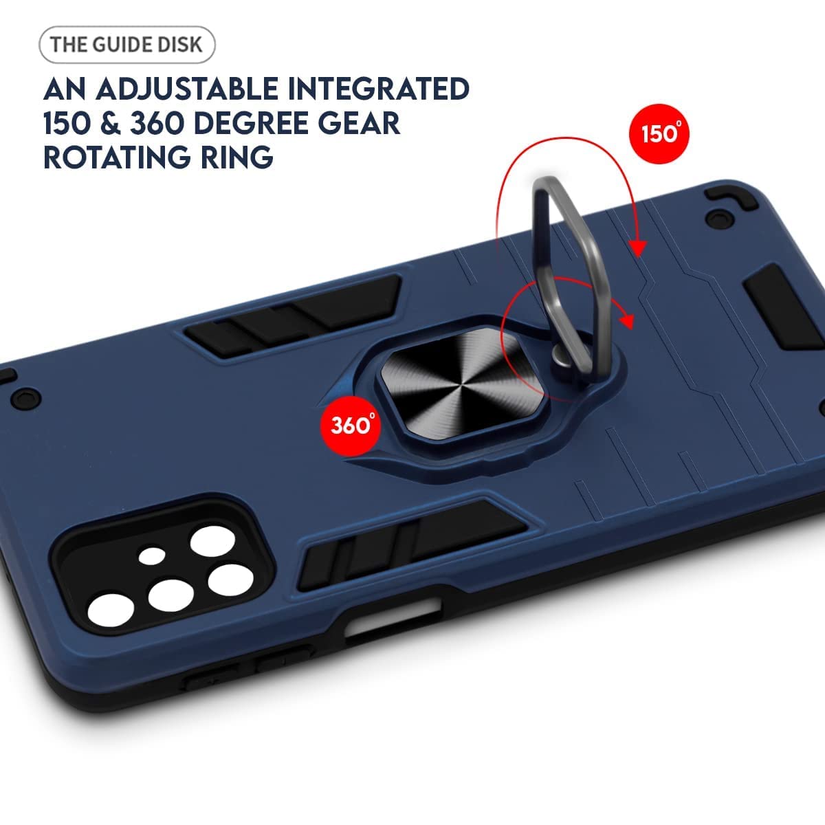 For Poco F3 Back Cover Case (Dual Layer Hybrid Armor | Ring Holder & Kickstand in-Built | 360 Degree Shockproof)