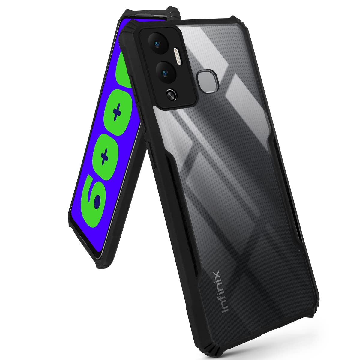 Fo Infinix Hot 12 Play Back Case Cover (Shockproof with Polycarbonate Clear Panel | Professional Black)