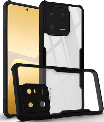 For Xiaomi Mi 13 Pro Back Cover Case (Shockproof with Polycarbonate Clear Panel | Professional Black)